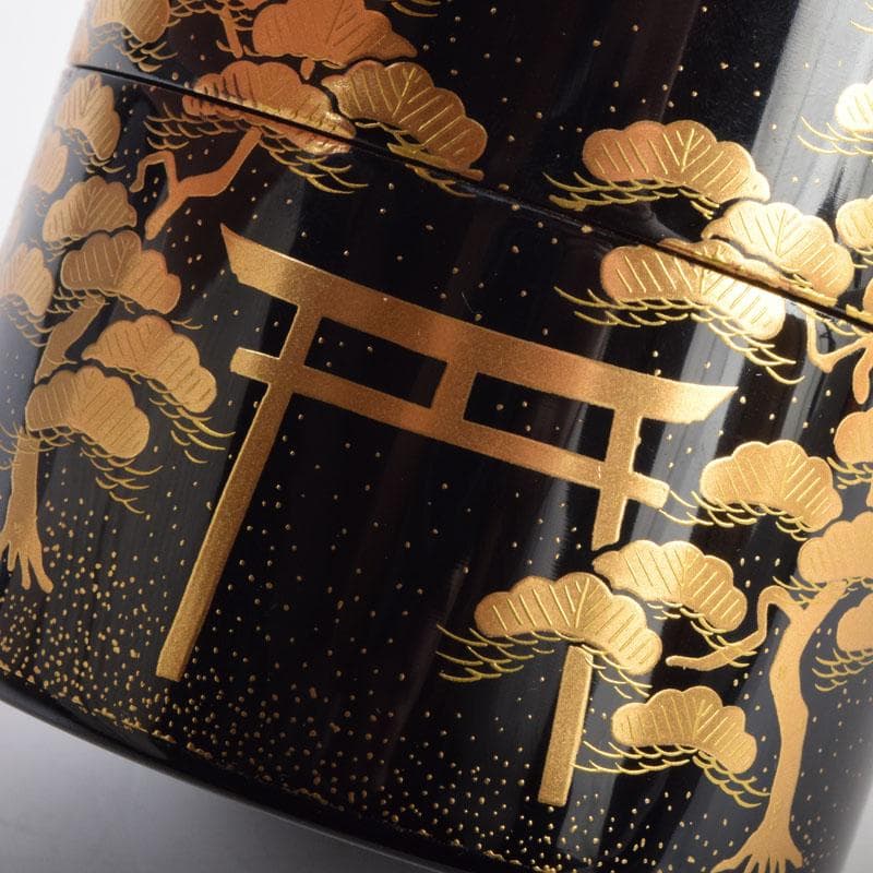 山中漆器　加賀蒔絵師　和田寿峰作　面根来　住吉蒔絵　茶器　共箱　V　8550