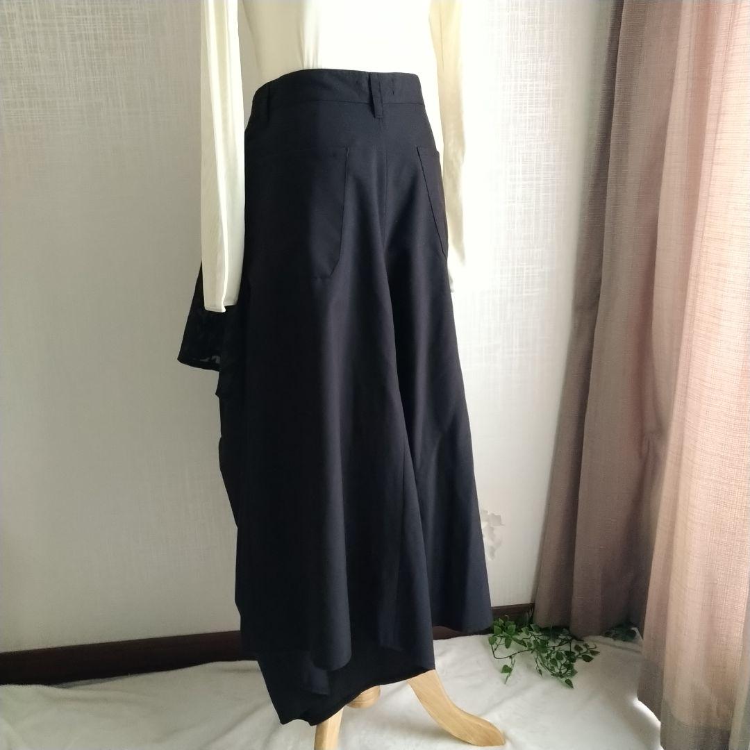 エイチナオト サルエルパンツ ワイドレッグ デザインパンツ チドリ 黒