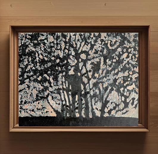 32×41㎝「朝の堤防とあかちゃん。」油彩・原画・F6