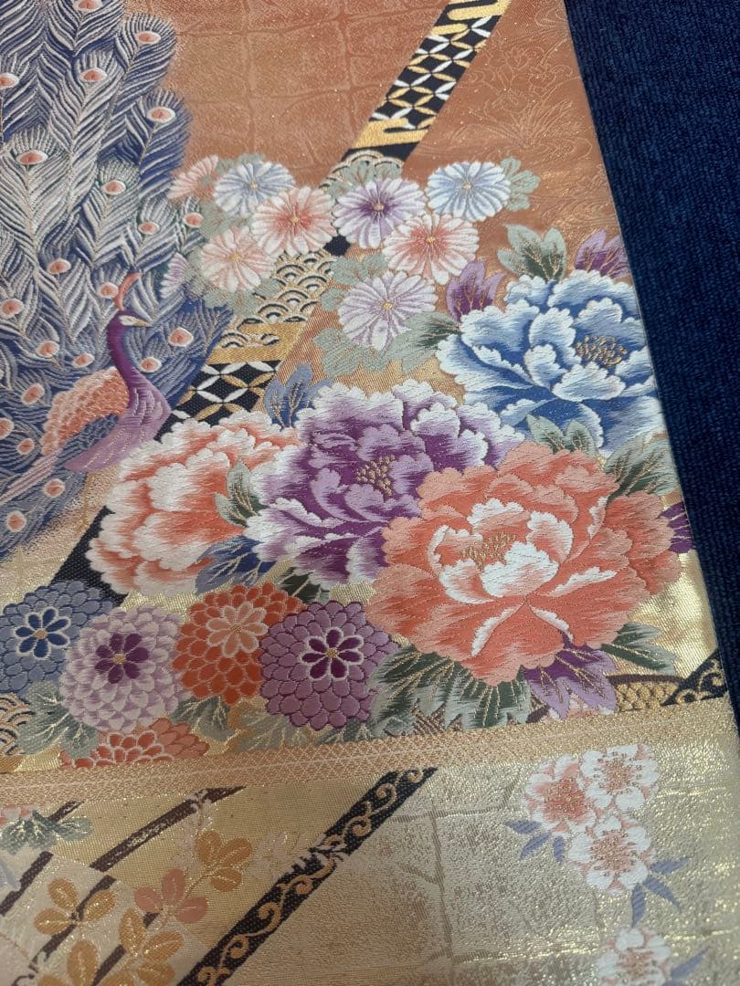 2664袋帯 古代彫金紋 西陣織 金糸　高級上質上品　約440cm 未使用