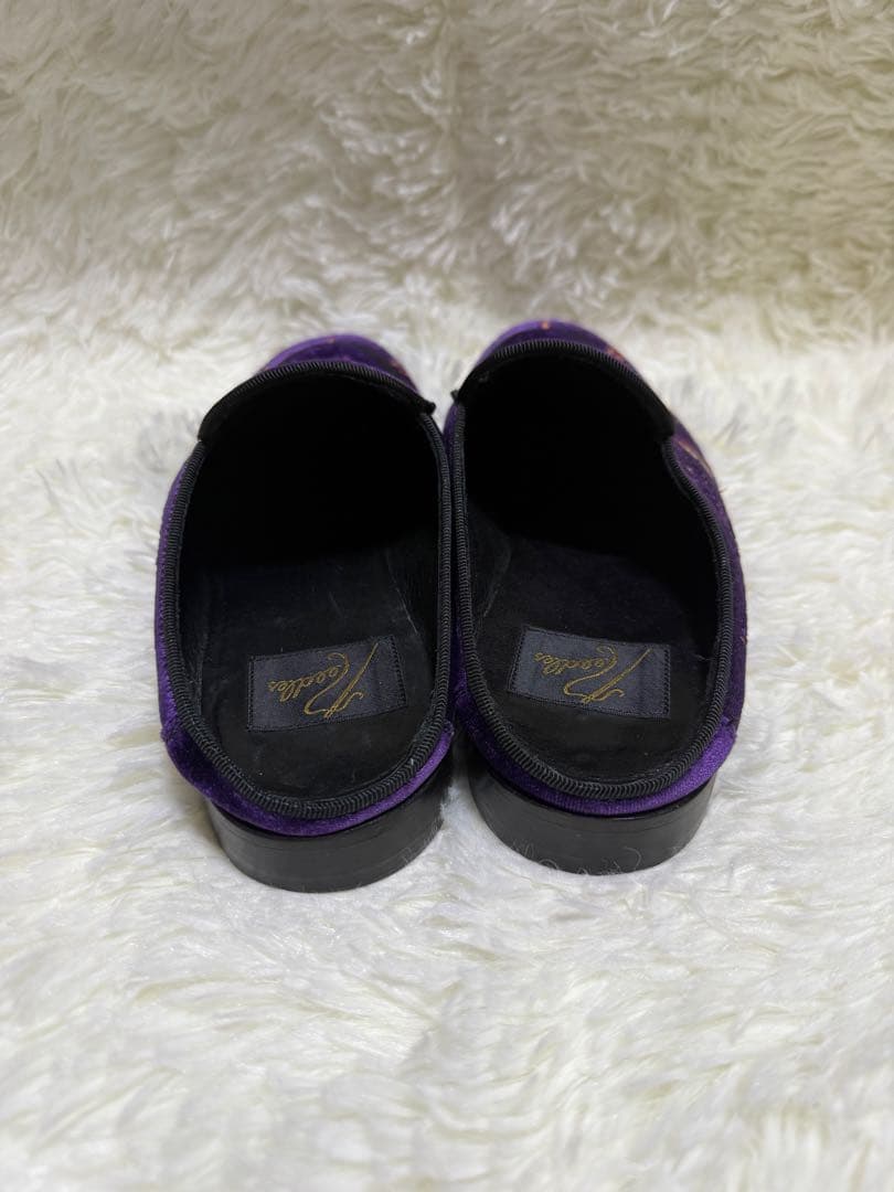 Needles ニードルズ バタフライ刺繍 ベルベットミュール 38