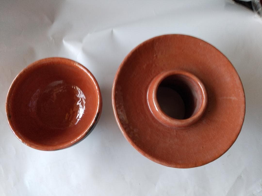 赤楽 天目茶碗 貴人台添エ 川崎和楽 作 赤楽茶碗 共箱 茶道具 抹茶碗 新品