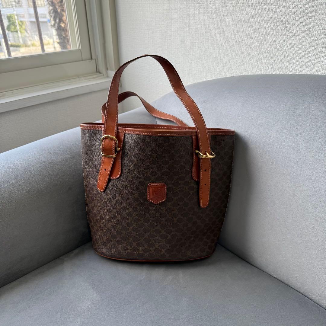 セリーヌ マカダム ハンドバッグ バケツ トートバッグ ブラウン