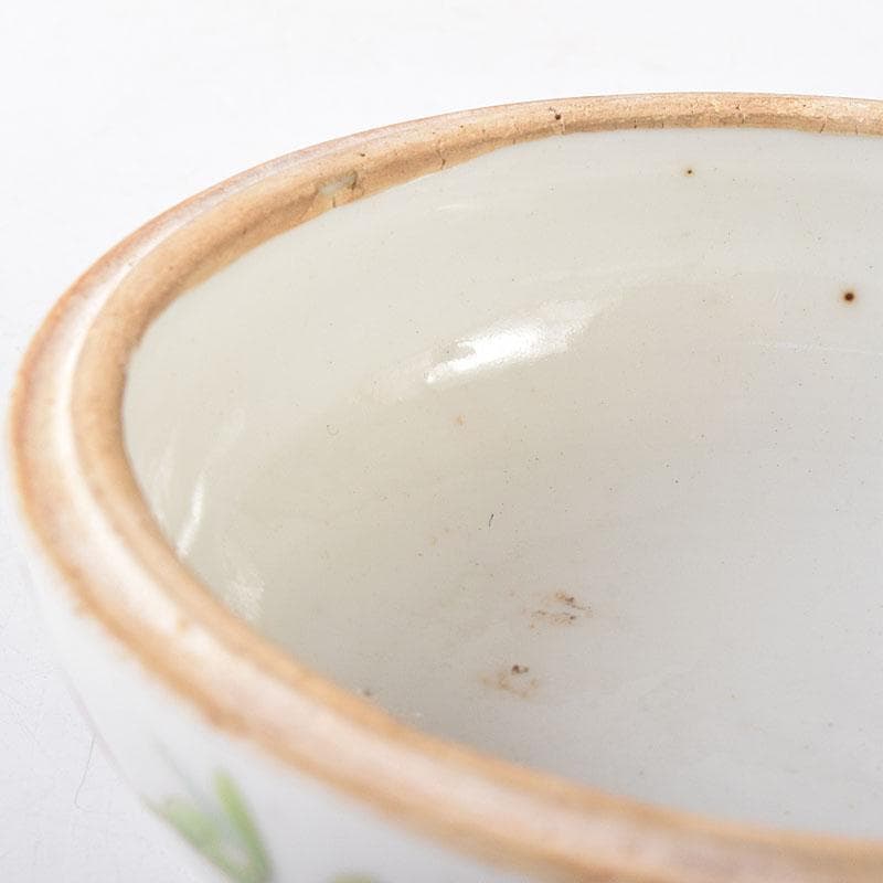 中国　粉彩　蓮花人物文　盒子　香合　蓋物　合わせ箱　V　R8271