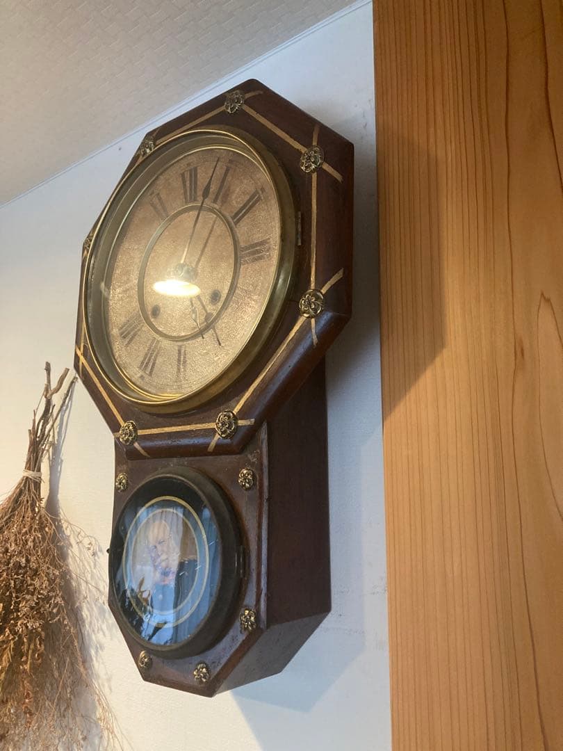 明治時代　精工舎 柳島本庄 掛時計　ゼンマイ式振り子時計　稼働品