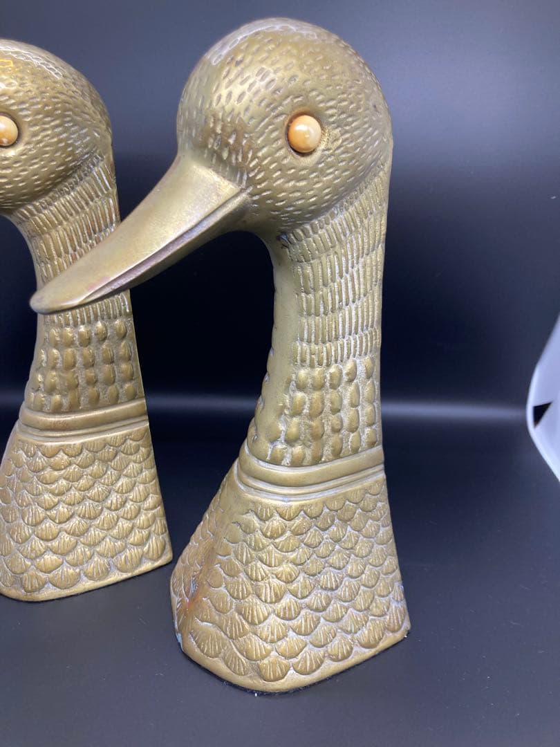 希少　ヴィンテージ　真鍮　ゴールド　ダックヘッドブックエンド