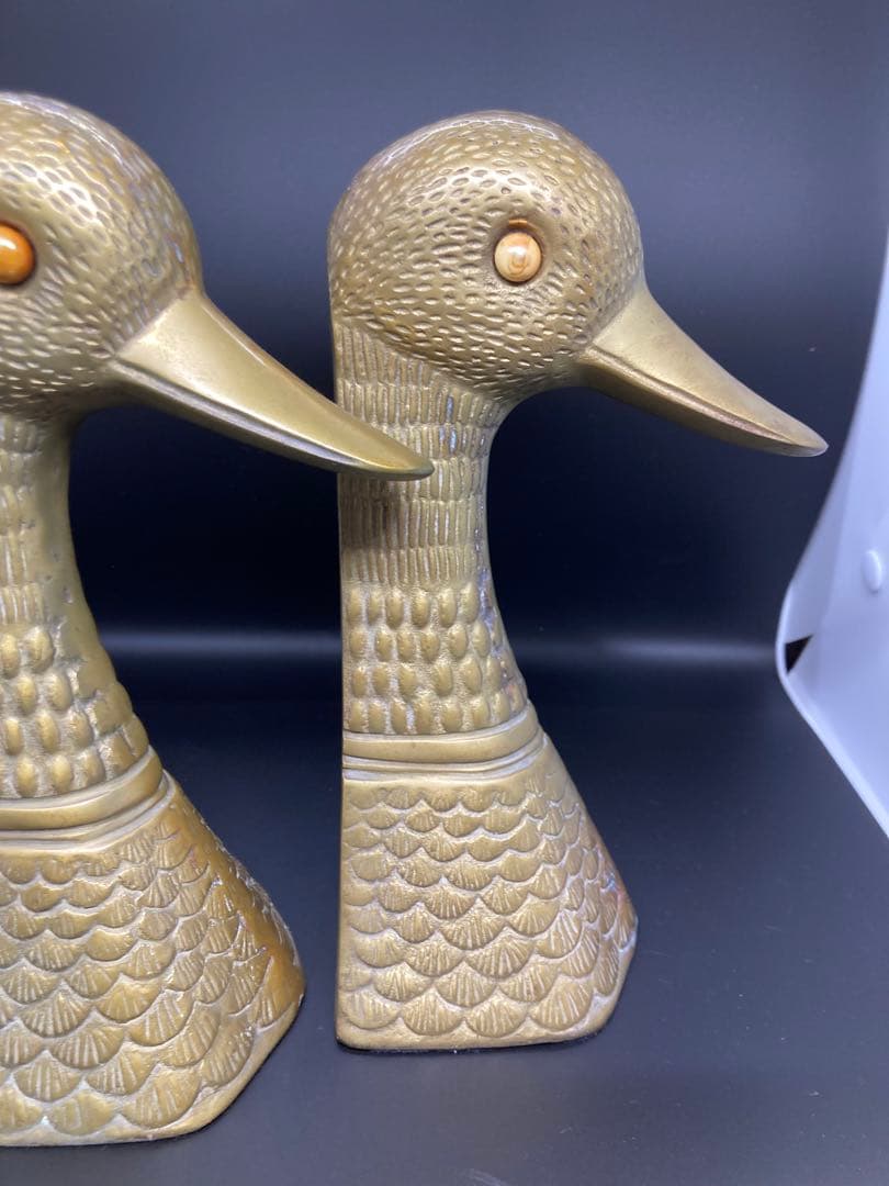希少　ヴィンテージ　真鍮　ゴールド　ダックヘッドブックエンド