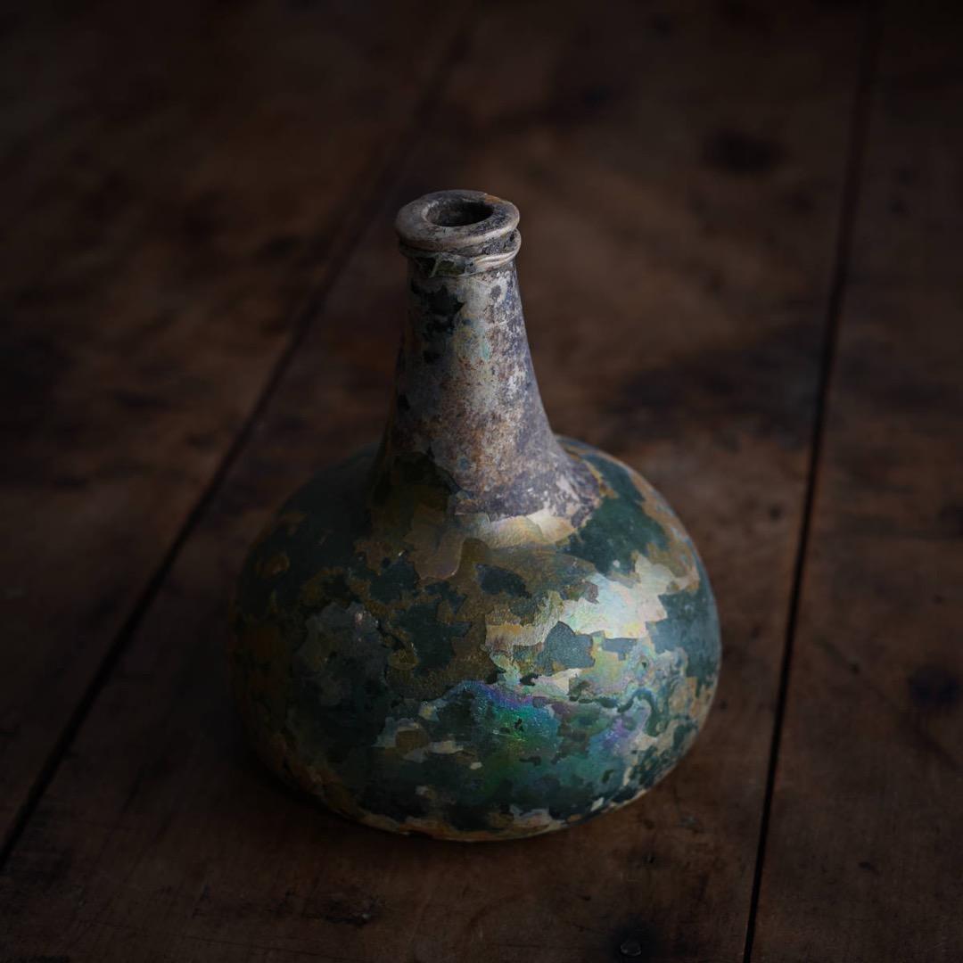 17-18世紀 金化したオニオンボトル オランダ発掘品 アンティーク デルフト