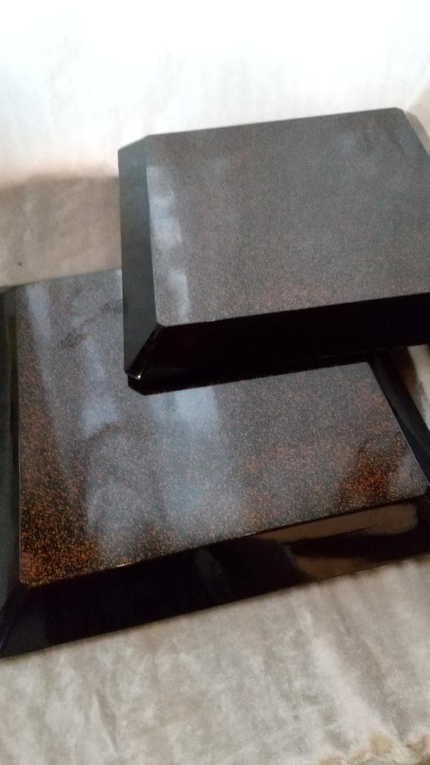 金蒔絵　角盆　研出蒔絵　狸図　3枚