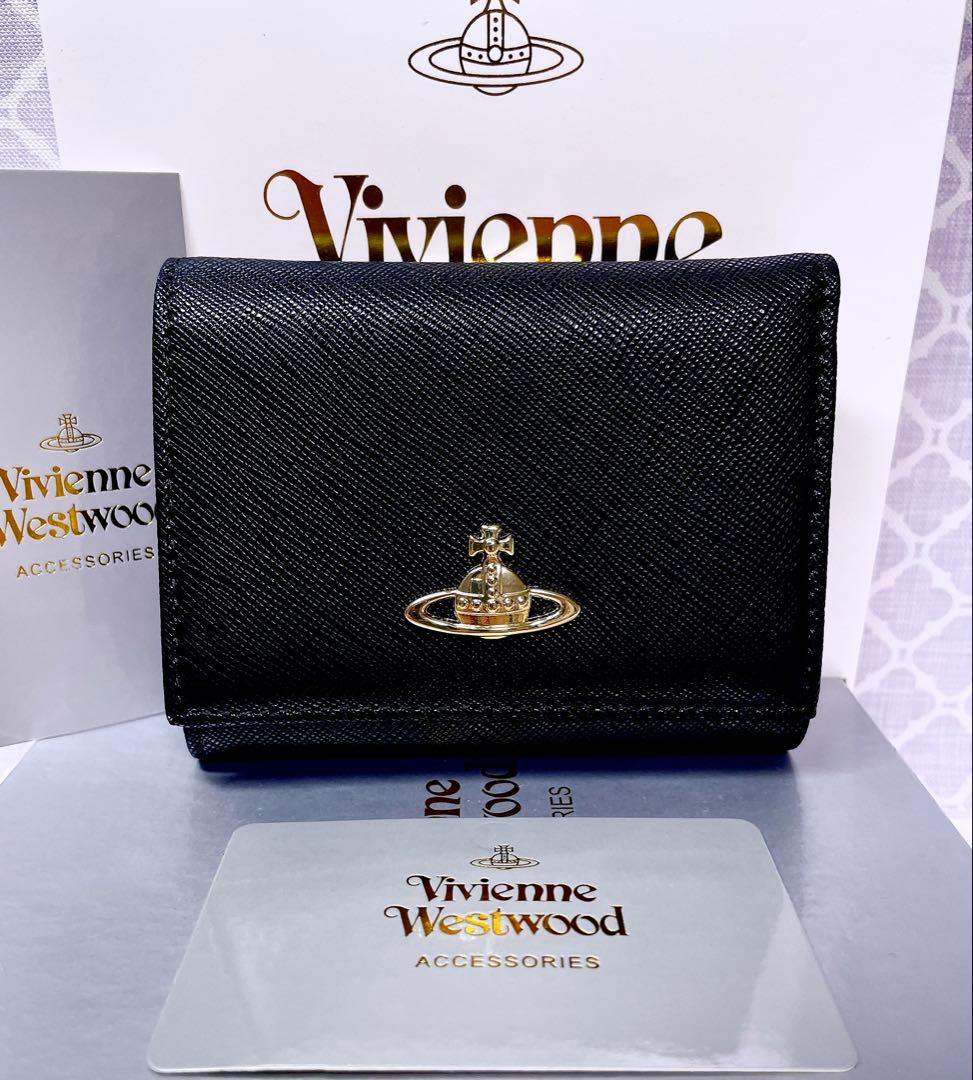 【大人気♡ショッパー付】新品 ヴィヴィアン・ウエストウッド 三折財布 黒