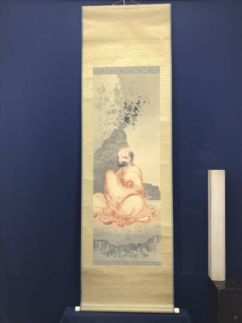 【真作】春林/朱達磨図/ダルマ図/人物図/掛軸/名家伝来/AC-383