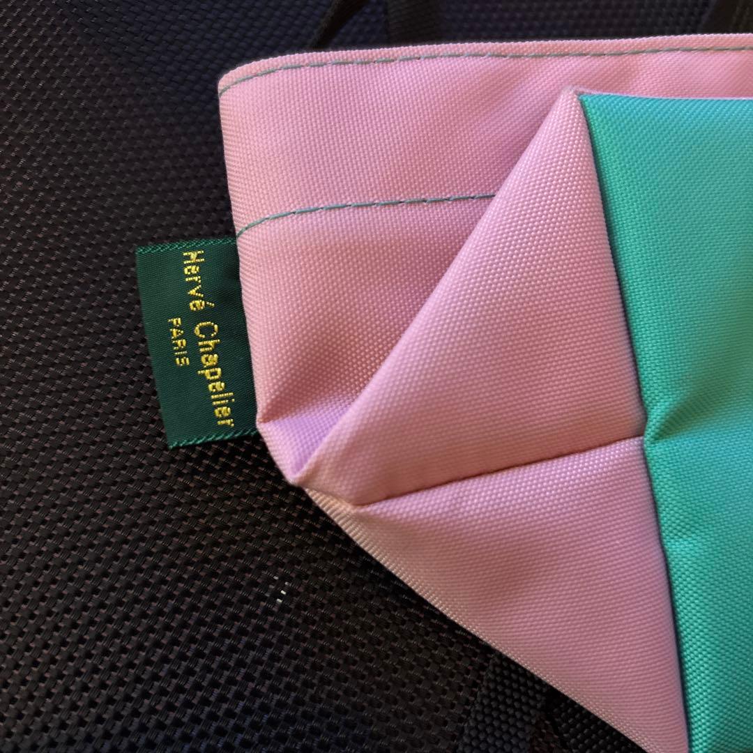 エルベシャプリエ ナイロン舟型ショルダーバッグ　XS ピンク　グリーン