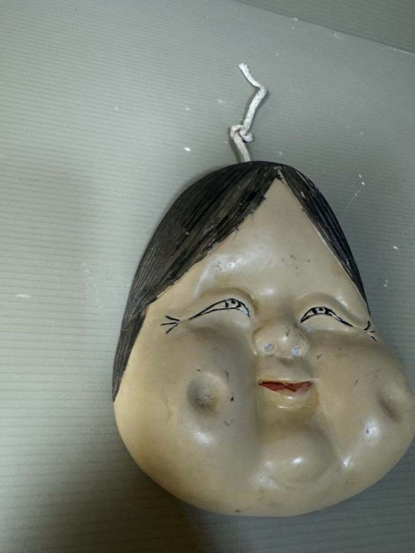 2499 骨董 裏春画 置物 彫刻 おたふく 裏絵 縁起物 お多福 お面　2客