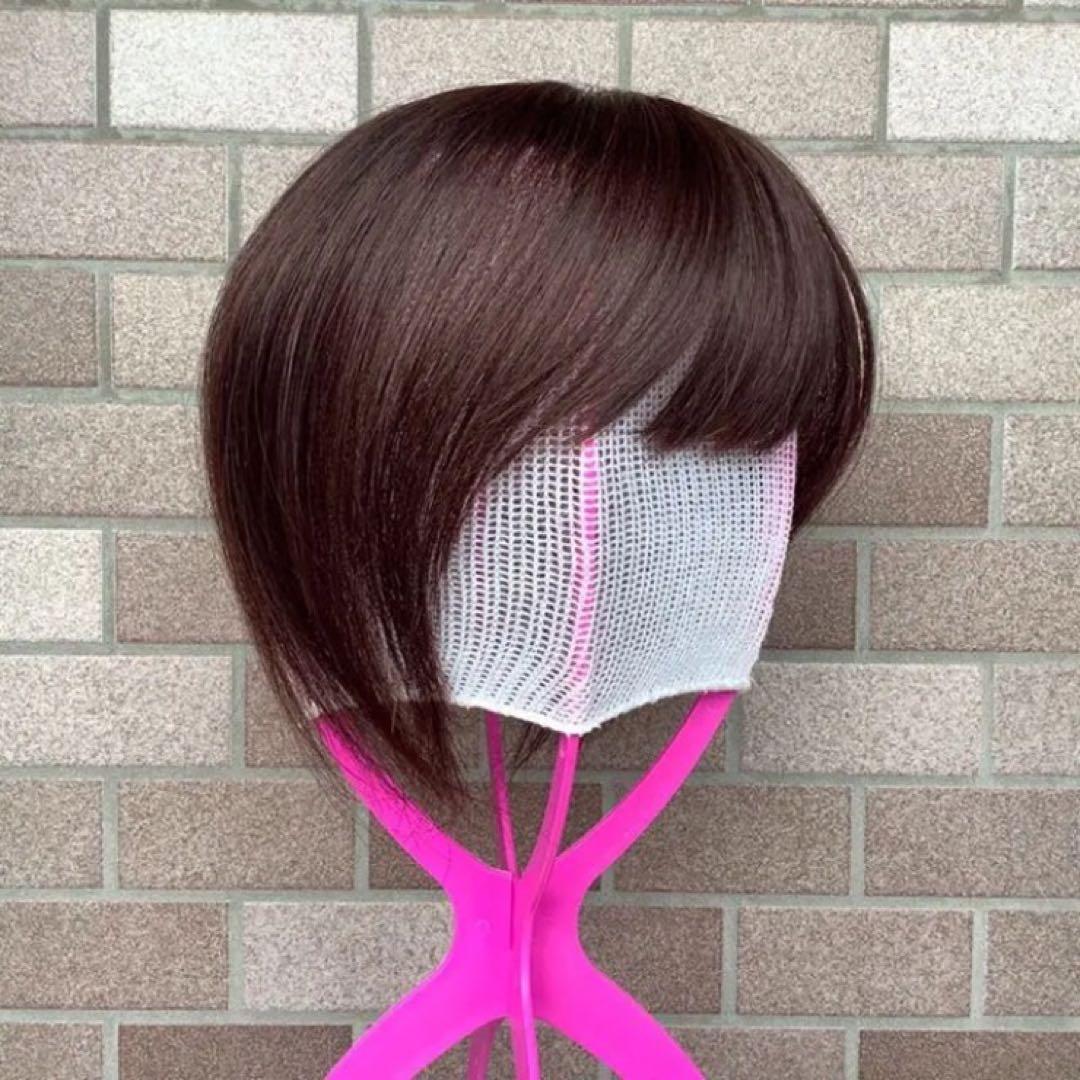 人毛100%総手植え 医療用 部分ウィッ￼グ 茶黒ヘアピース ダークブラウン小顔