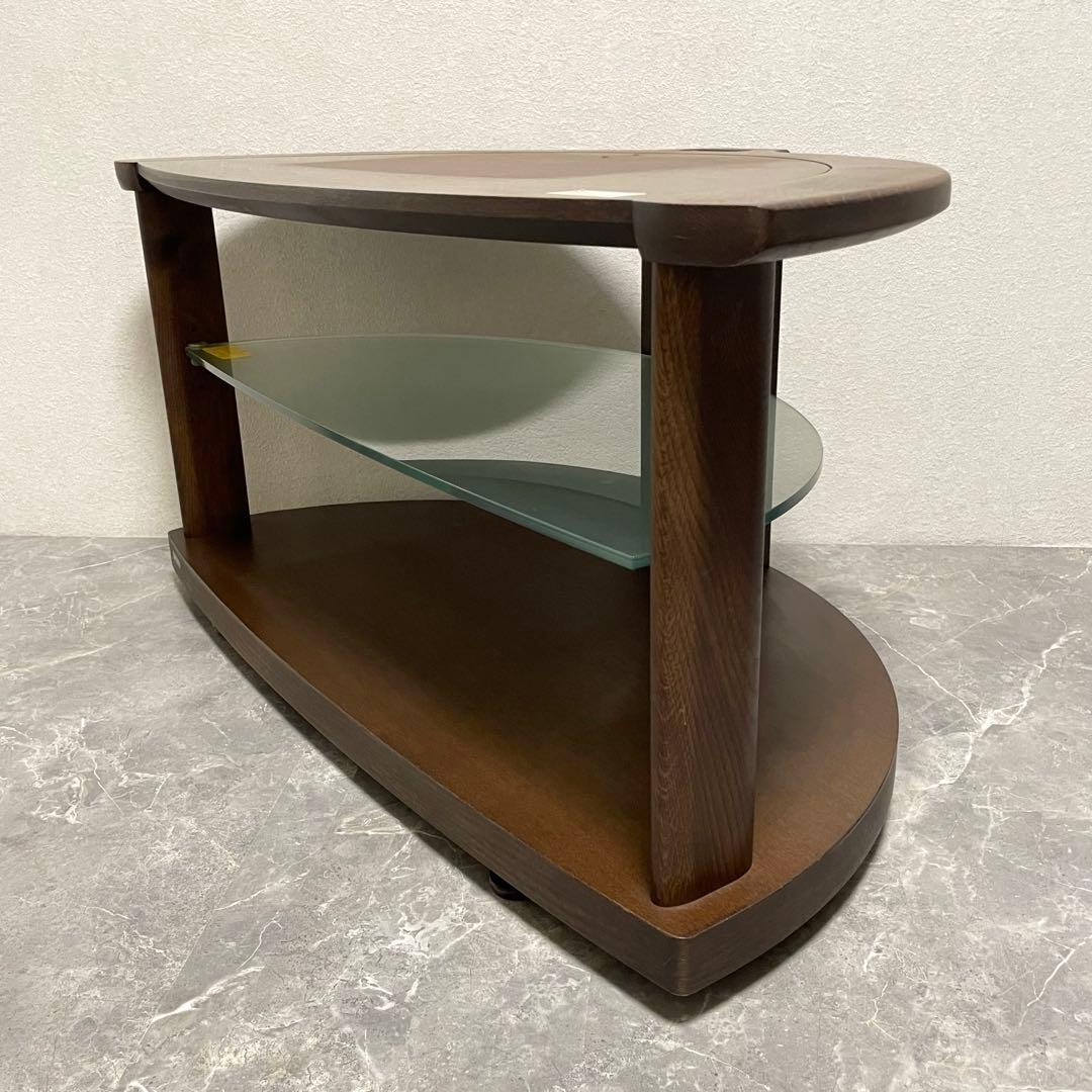 カリモク TVボード QUシリーズ　半円形　コーナー型　ガラス棚　廃盤品