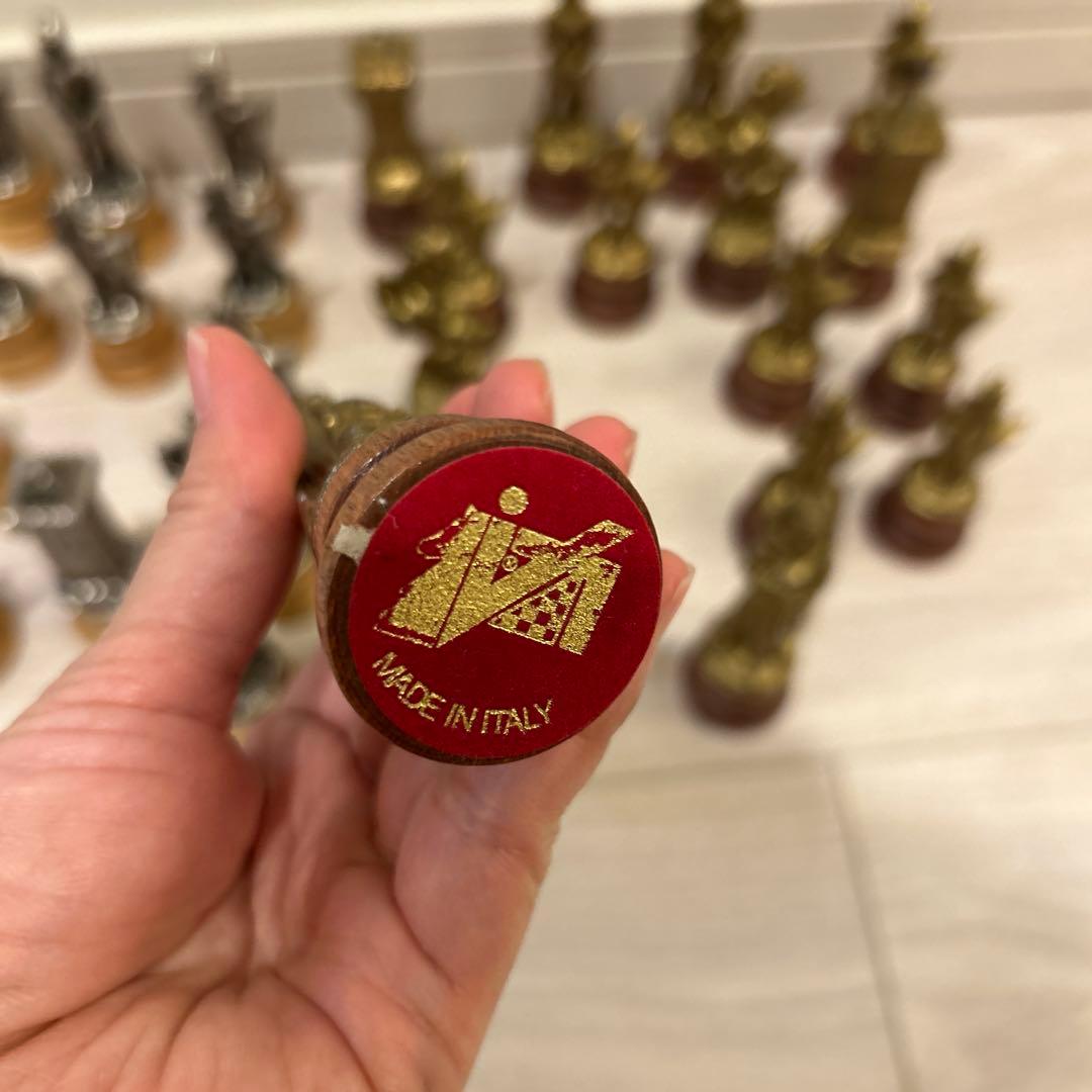 アンティークイタリア製チェス駒32個セットインテリア小物ミニチュア女神馬キング