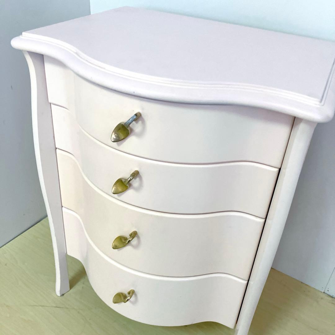 猫脚　アンティーク調　ペールピンク　サイドチェスト　コンソール　キャビネット