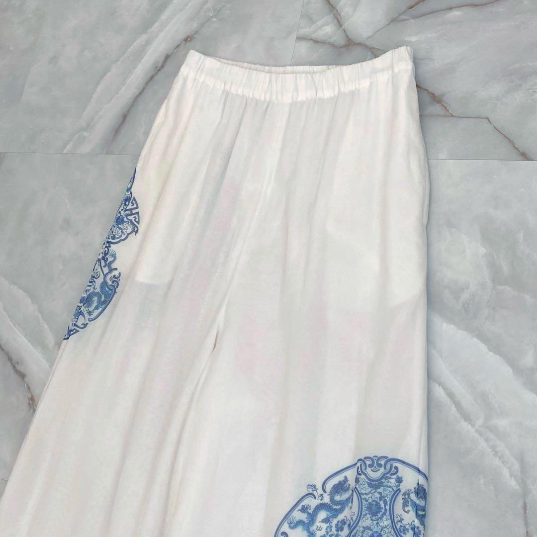 A13602 美品 ジュンヤワタナベ 22ss スカル　サルエルワイドパンツ　白