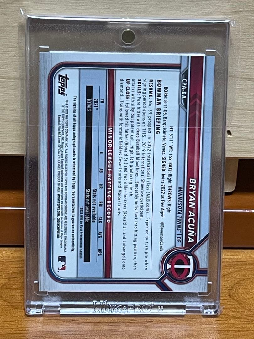 Bryan Acuna 2022年直書き直筆サインカード　75枚限定