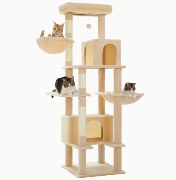 頑丈キャットタワー 大型猫向け ハンモック付き 据え置き型 おしゃれ