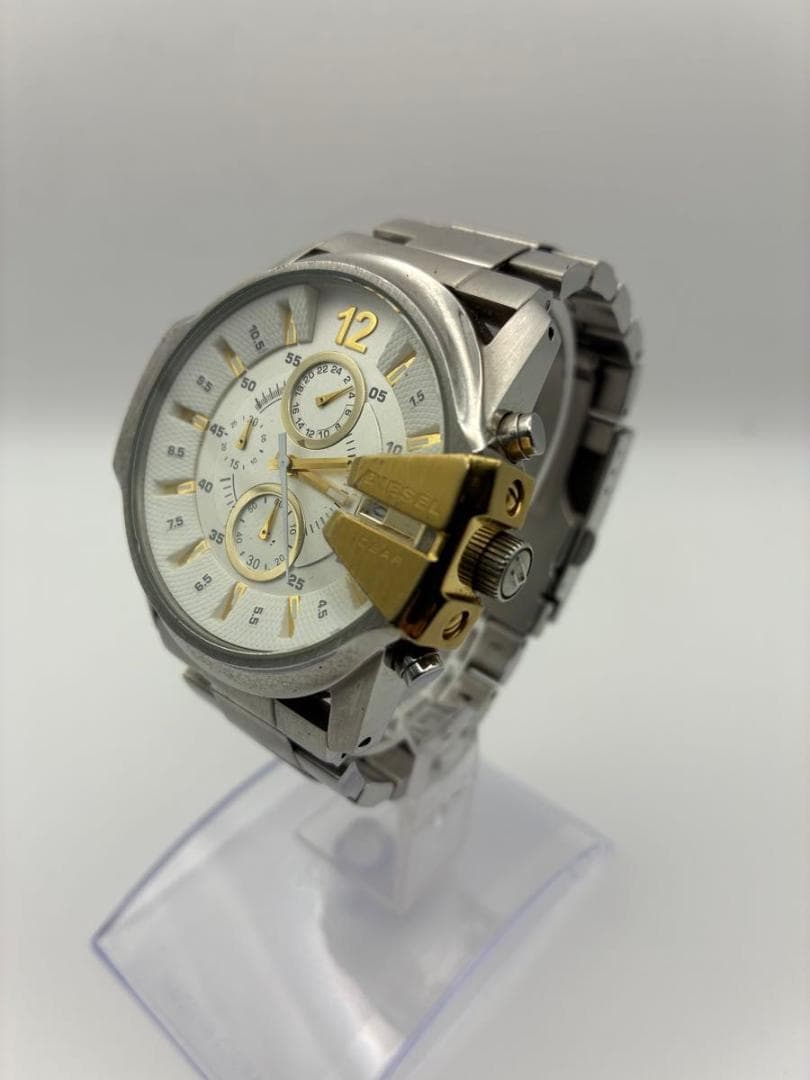 美品DIESEL DZ-4265 クロノグラフ SLV クオーツ 腕時計　稼働