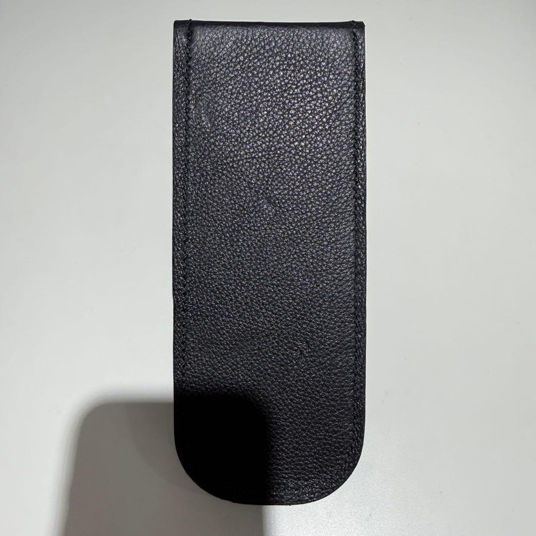 クロムハーツ レザー スクロールラベル ブラック メガネケース