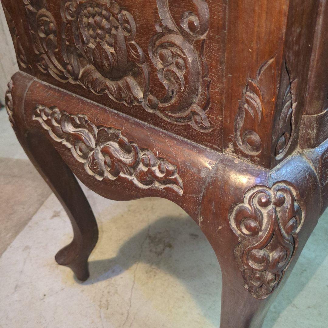 ヴィンテージ 木製彫刻 猫脚 キャビネット ダークブラウン