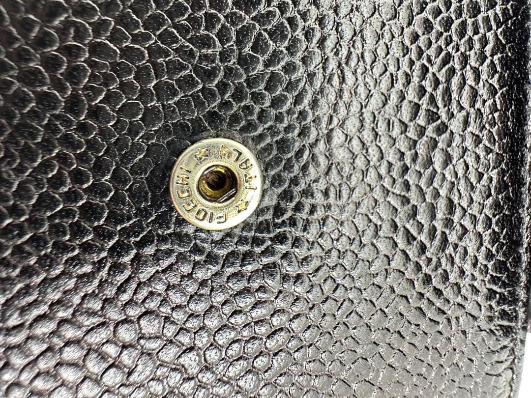 【美品】CHANEL シガレットケース　キャビアスキン　ブラックレザー