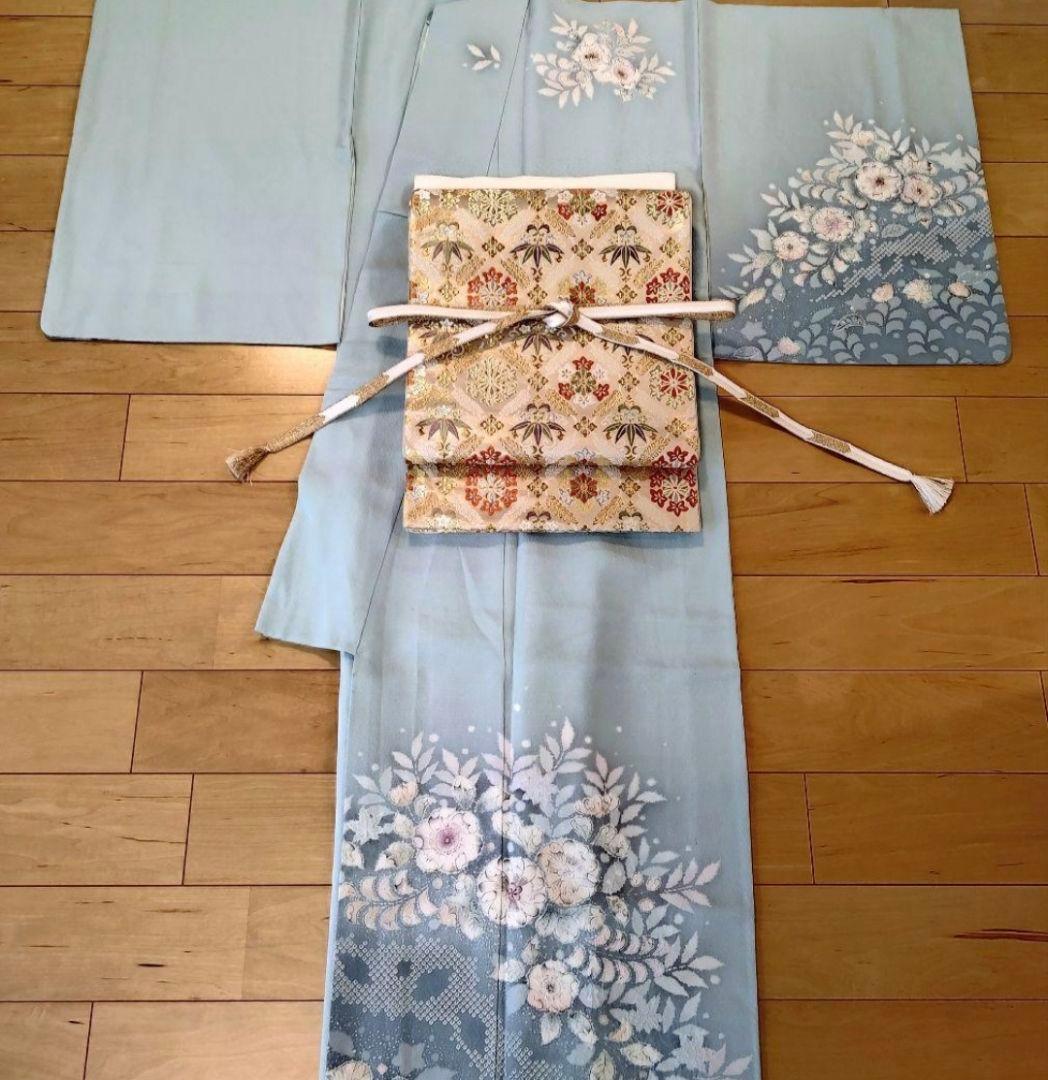 【nico212さま専用】訪問着　辻が花　唐織　薄秘色　入学式　卒業式