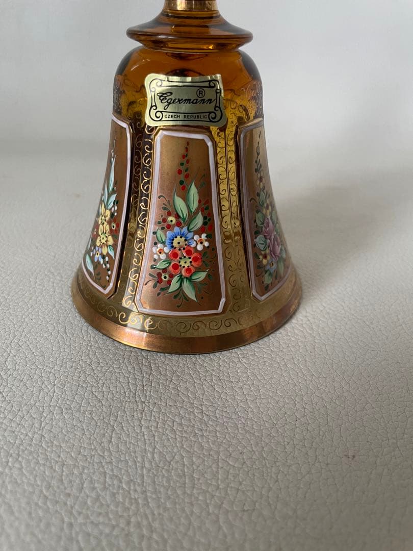 エーゲルマン ハンドベル 呼び鈴 チェコ共和国 製 ボヘミアガラス アンバー