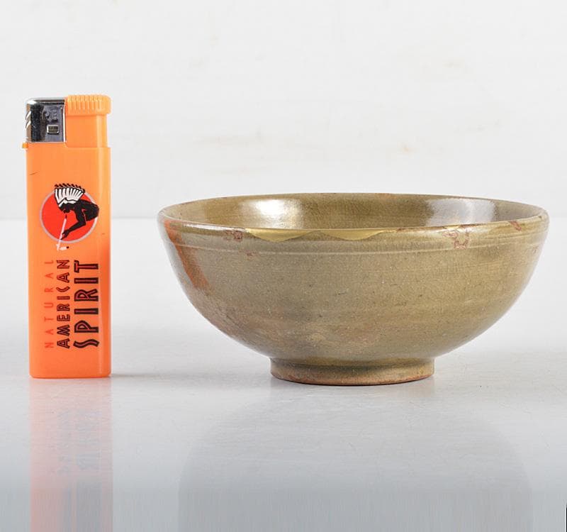 中国　越州窯青磁　茶碗　鉢　金継ぎ直し　時代箱　V　R4867