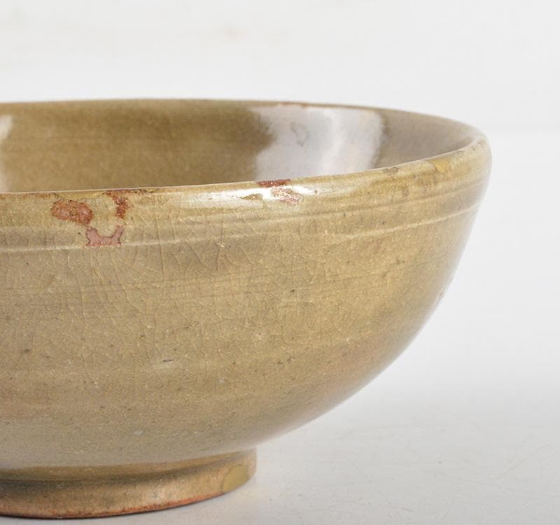 中国　越州窯青磁　茶碗　鉢　金継ぎ直し　時代箱　V　R4867