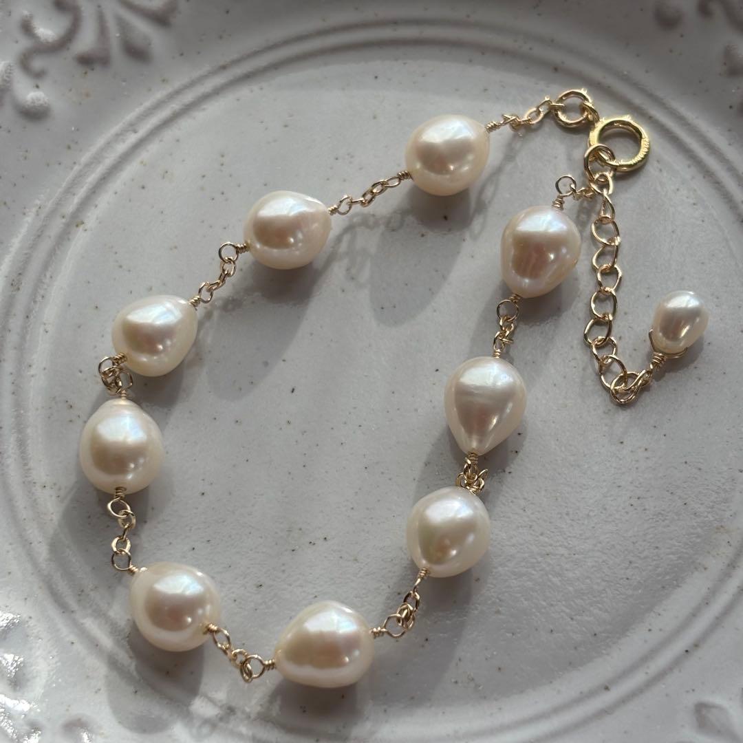 【専用です】淡水パール ぷっくり雫✴︎14kgfブレスレットB175他・計3点