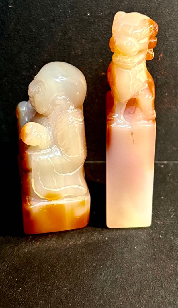 瑪瑙の印材（3個未使用）碧玉印材（1個未使用）