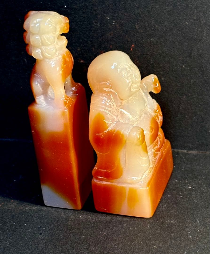 瑪瑙の印材（3個未使用）碧玉印材（1個未使用）