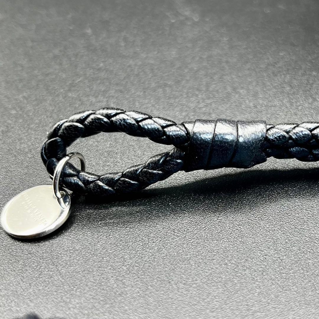 【美品】 ボッテガヴェネタ 2連 編み込み レザーブレスレット 黒 19cm