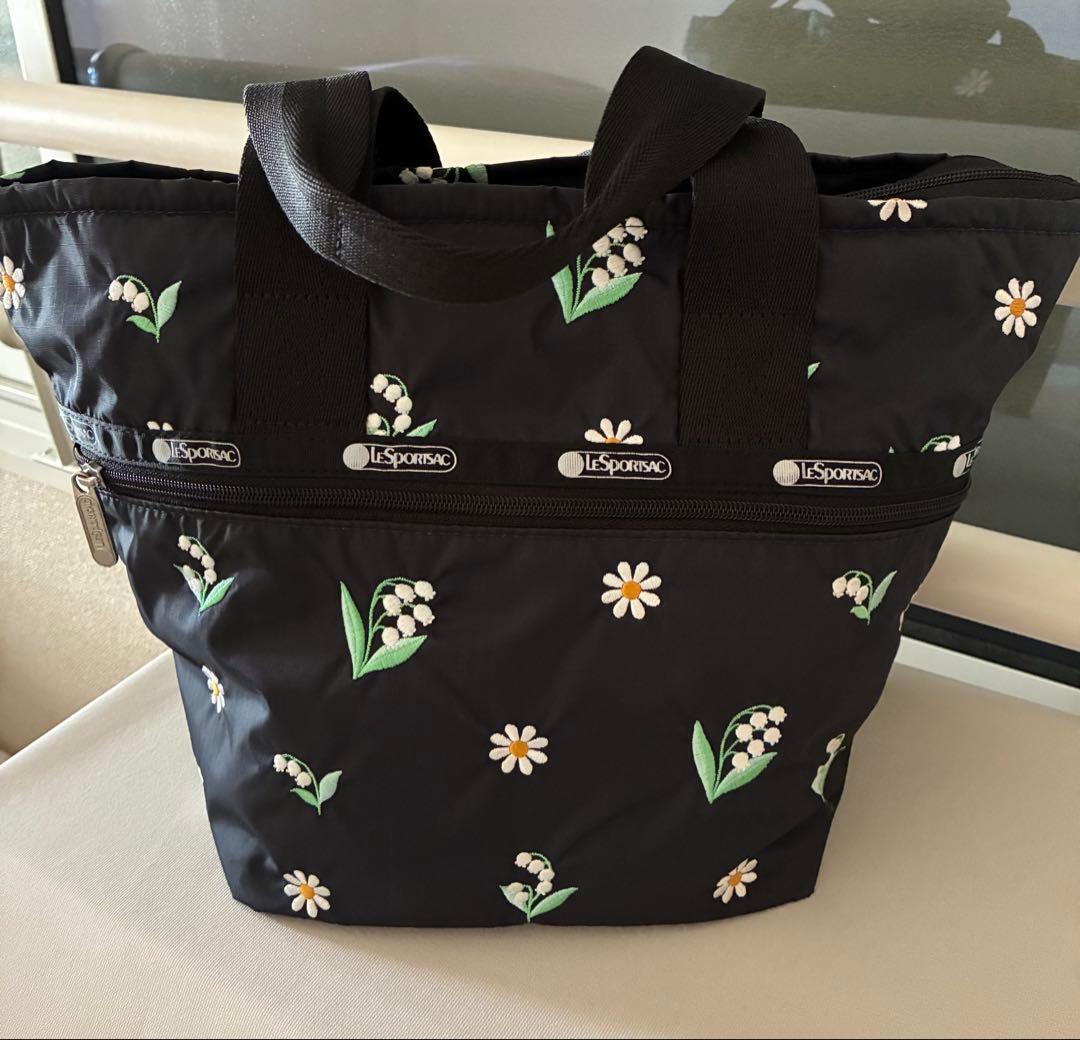 レスポートサック チェスティ トートバッグ 刺繍 花柄 ブラック