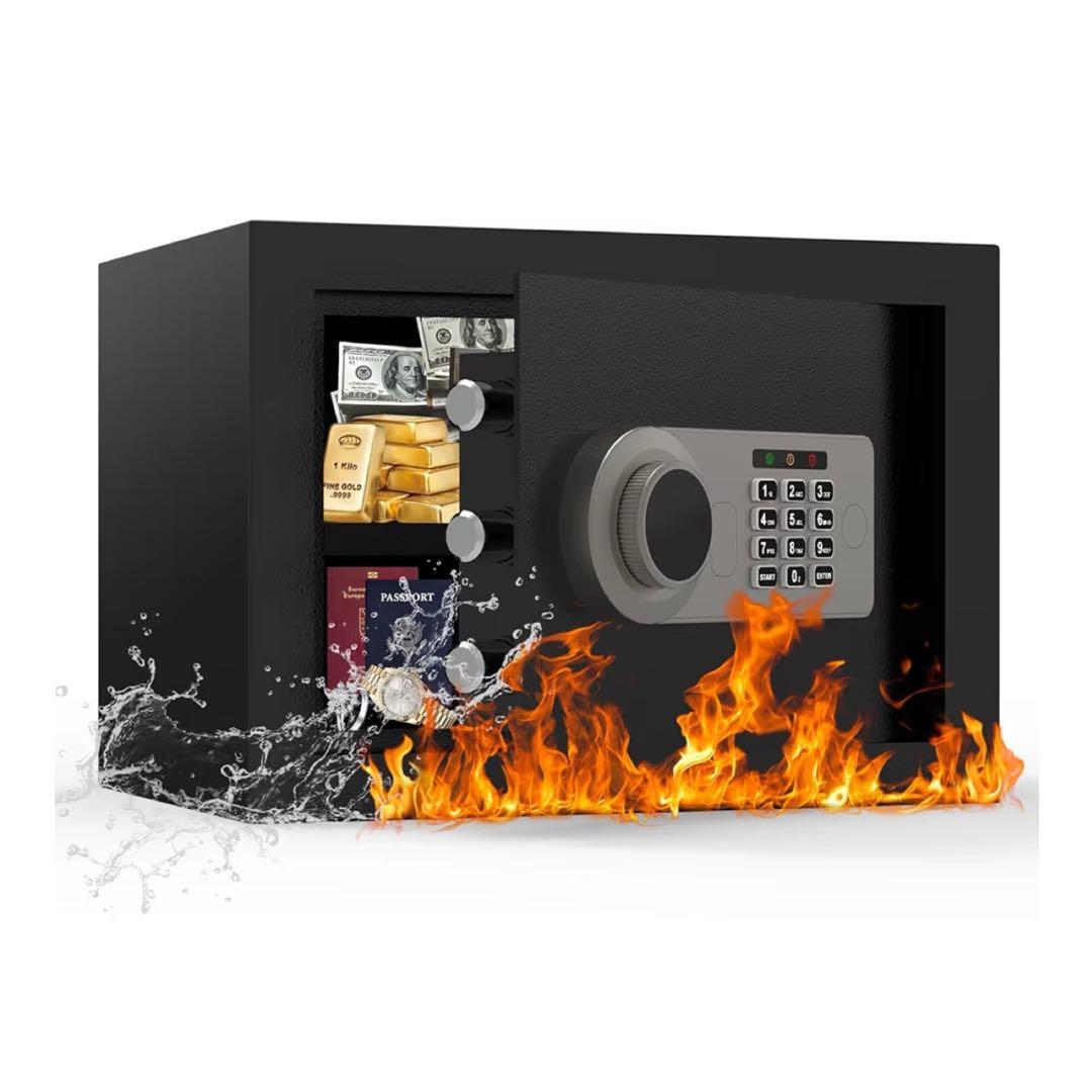 金庫 小型 [ 耐火 耐水/充電ケーブル付き] 緊急キー付 22.6L