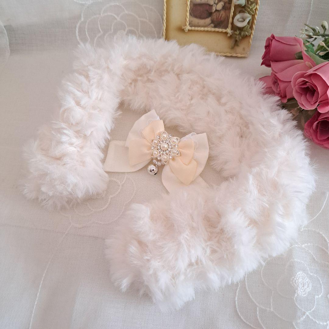 はる、ザックリ手編みのふわふわマフラー、わんちゃん猫ちゃん用