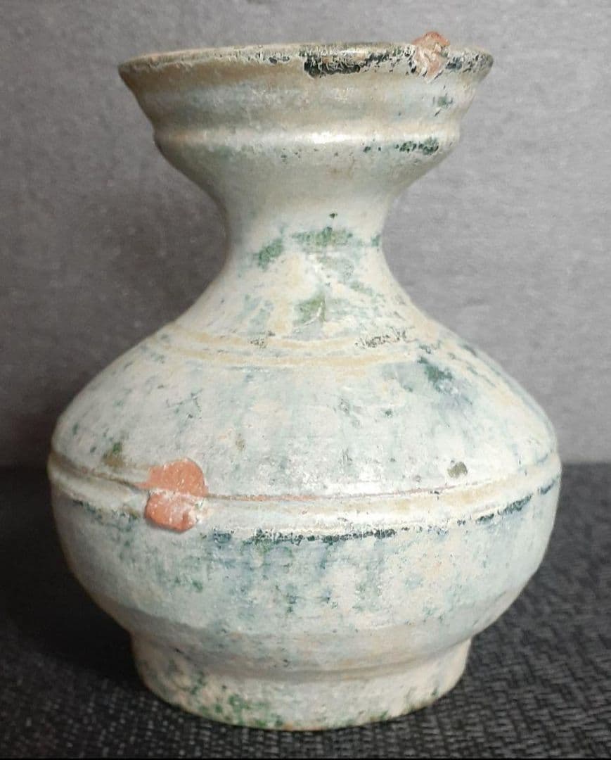 【本物保証❗️】中国古美術　中国古陶磁器　古玩　古代陶磁器　漢時代　漢緑釉銀化壺