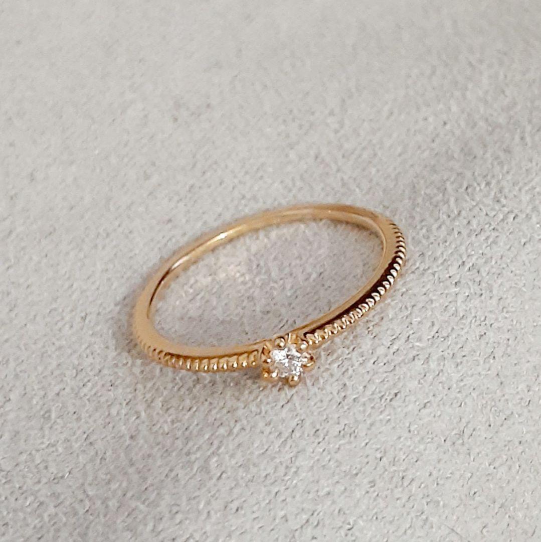 エテ K18YG ダイヤモンド ピンキーリング