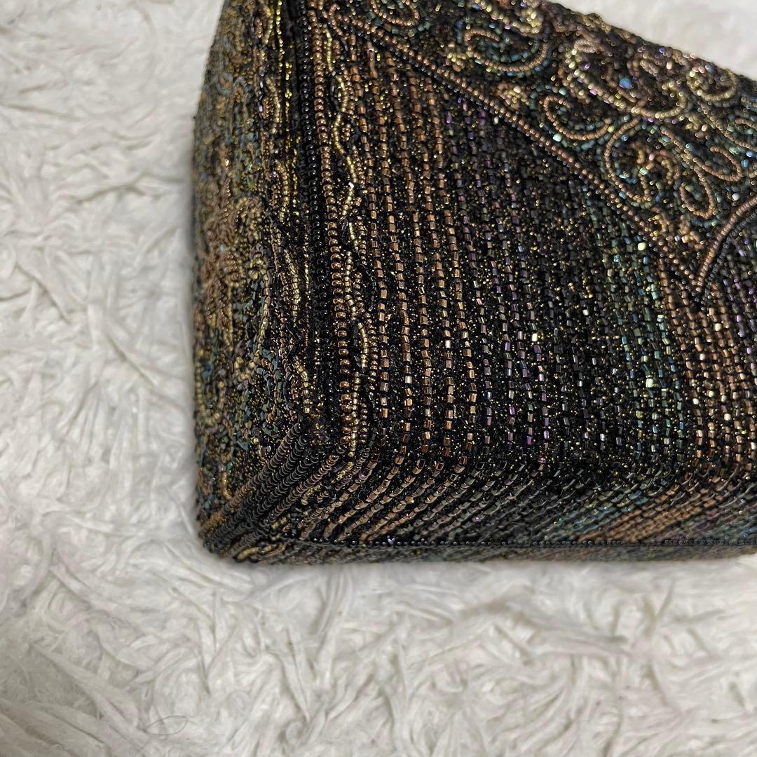 L'oro ロロ ビーズバッグ ターンロック金具 ハンドバッグ アンティーク