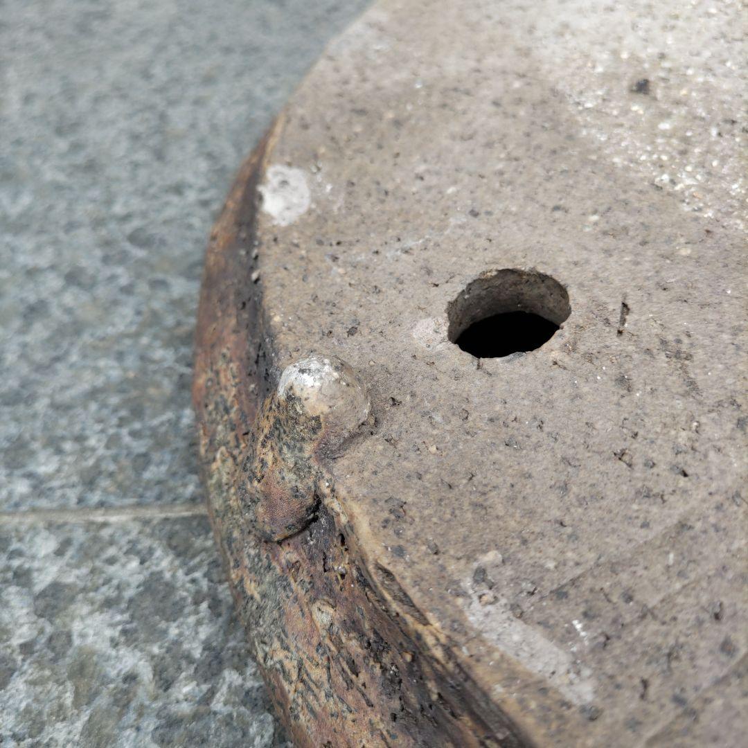 義村秀峰の盆栽鉢、山野草鉢、年代物、常滑焼、丸形皿鉢、和鉢、古鉢、民芸工芸士