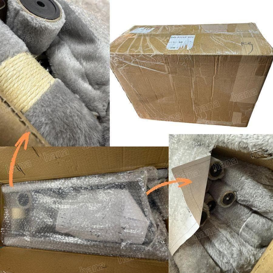 キャットタワー 大型 中型 猫 多頭飼い 据え置き 高さ145cm グレー