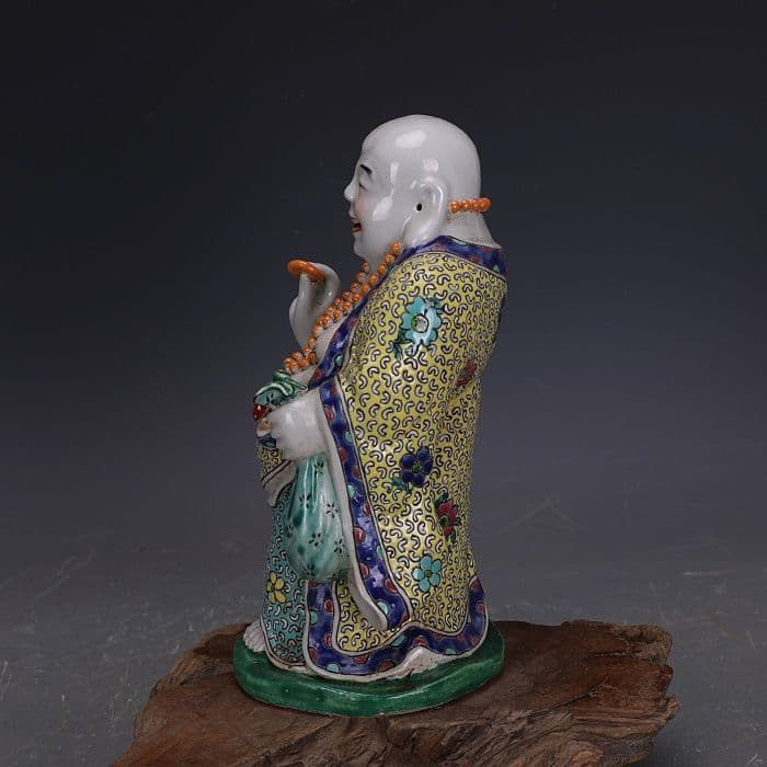 パステル彫刻磁器布袋羅漢仏像 装飾品 工艺品 美術品 置物