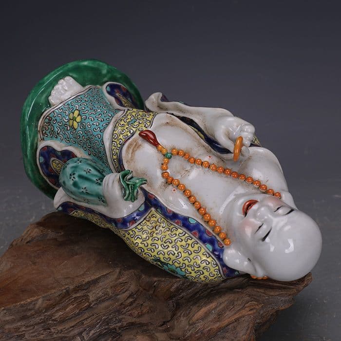 パステル彫刻磁器布袋羅漢仏像 装飾品 工艺品 美術品 置物
