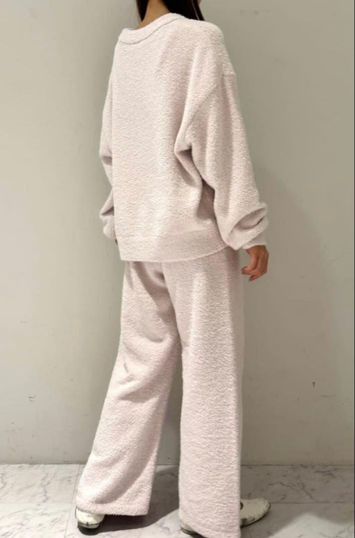 ジェラートピケ　プードル柄ジャガードプルオーバー&ベビモコロングパンツ