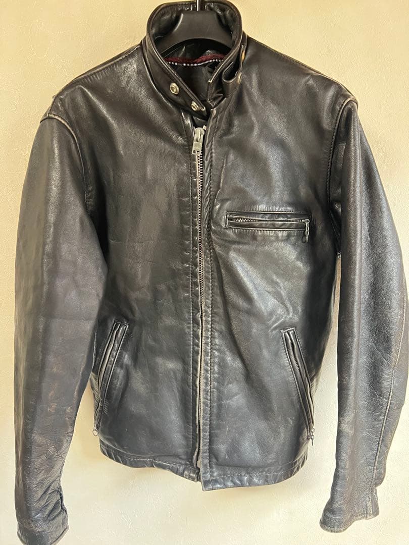 【古着】レザー シングルライダースジャケット