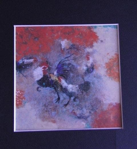 清原啓一、【紅庭に遊ぶ】、希少な額装用画集より、新品額装付