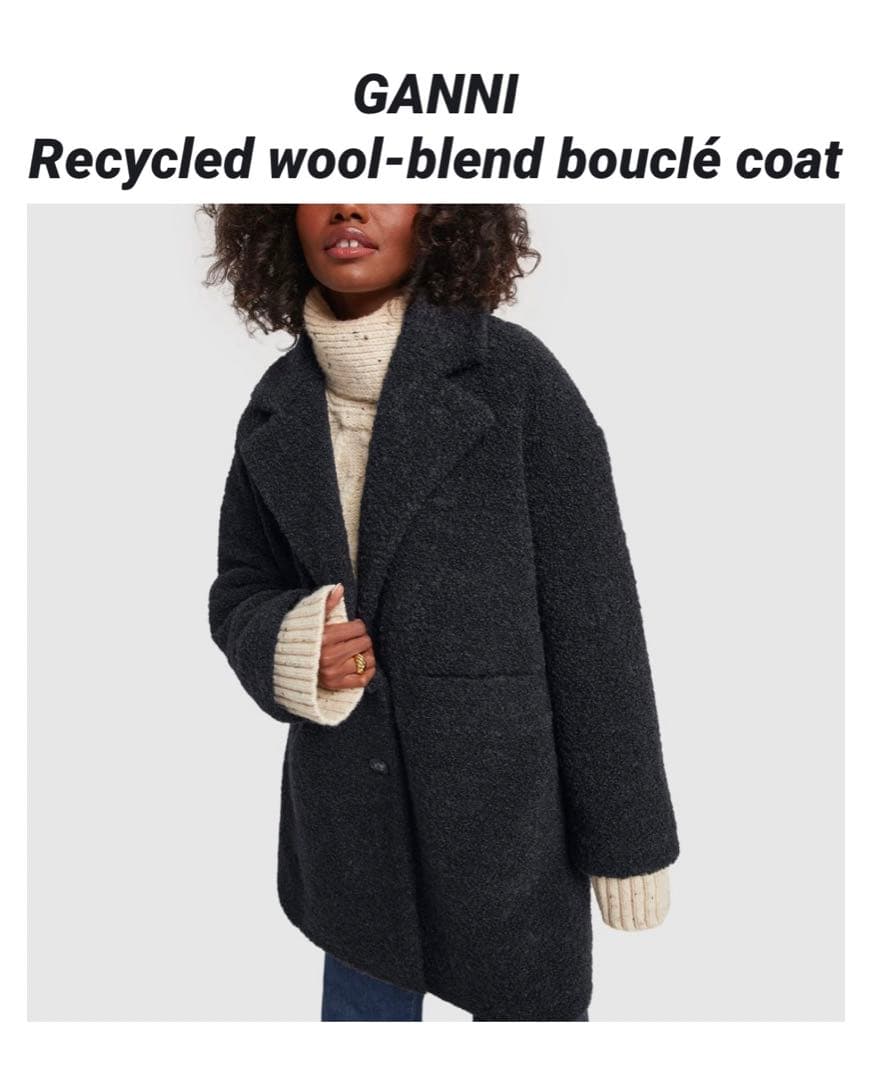 GANNI Recycled wool-blend bouclé coat